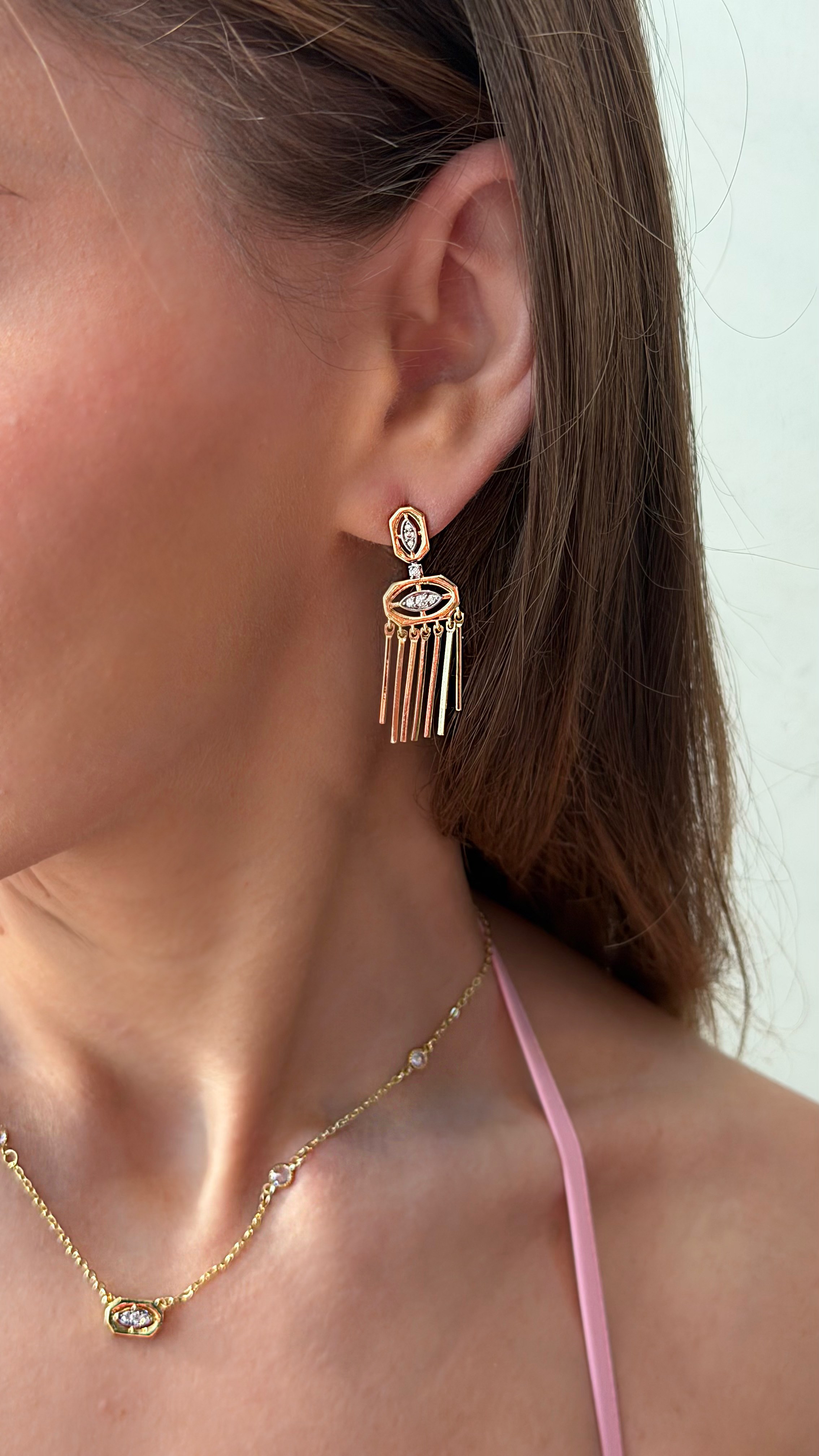Delicate Crystal Necklace & Earrings — 4