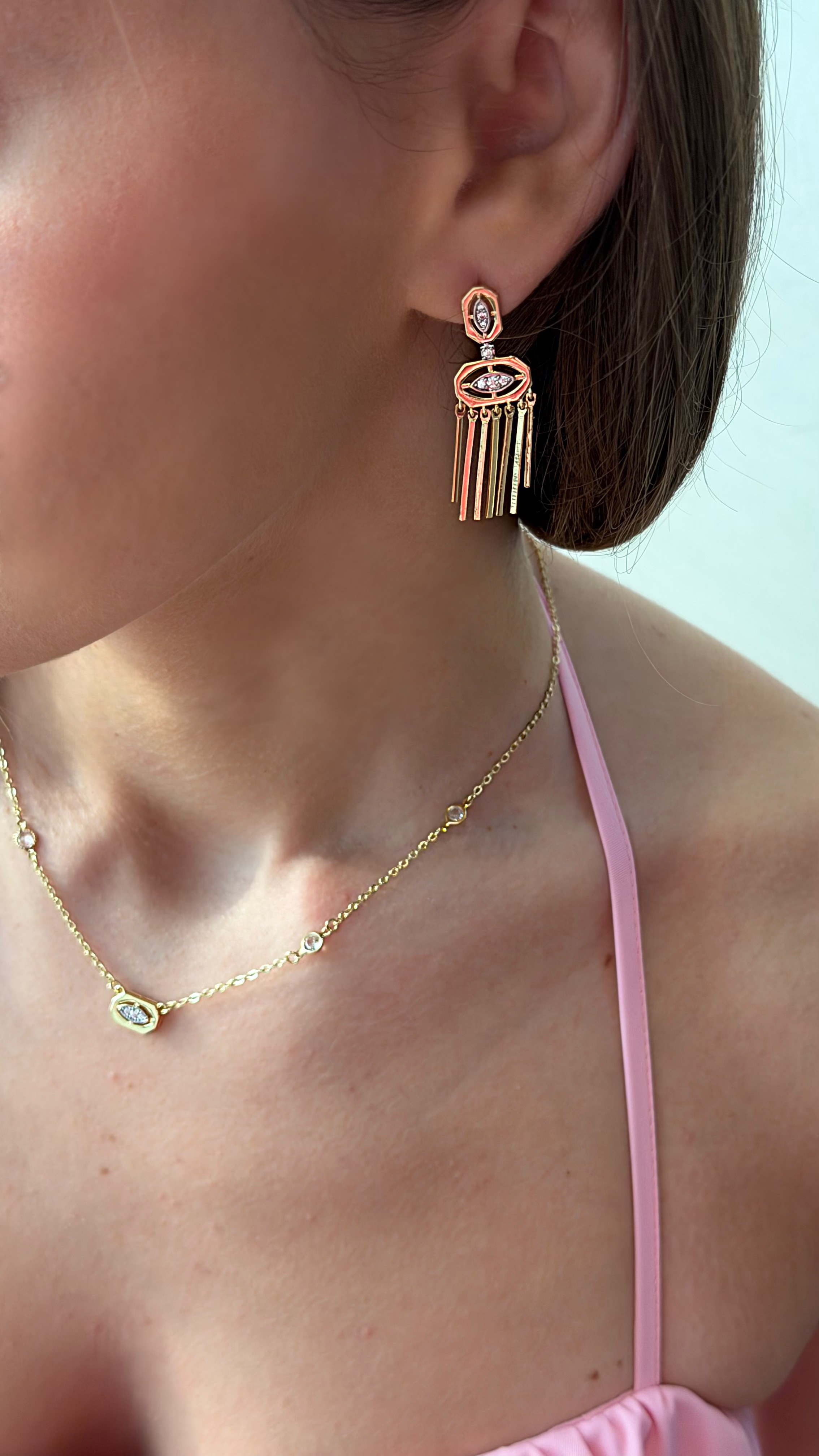 Delicate Crystal Necklace & Earrings — 3